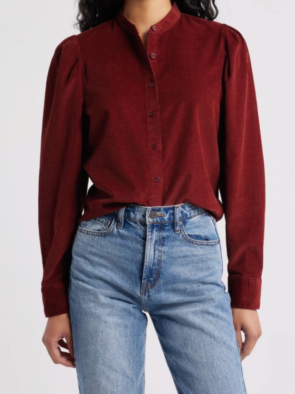 NWT Madewell Puff Sleeve Corduroy Button-Up Shirt | Size Large